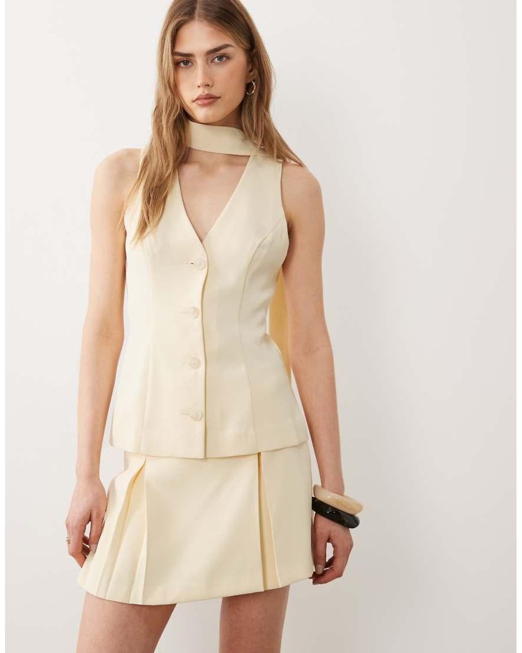 Miss Selfridge Natural Tailored Pleated Skort