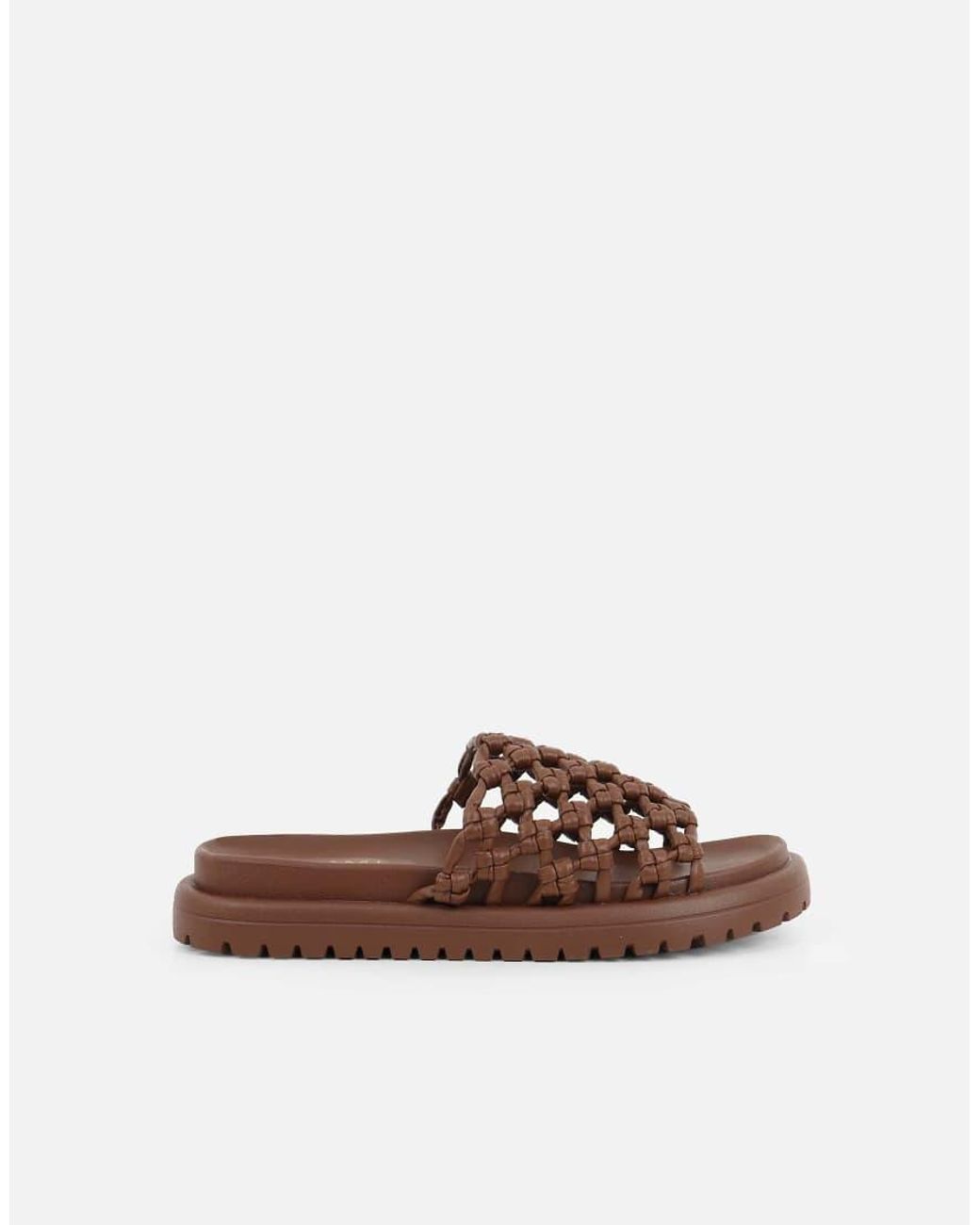 SIMMI Brown Vanya Woven Mesh Chunky Flats