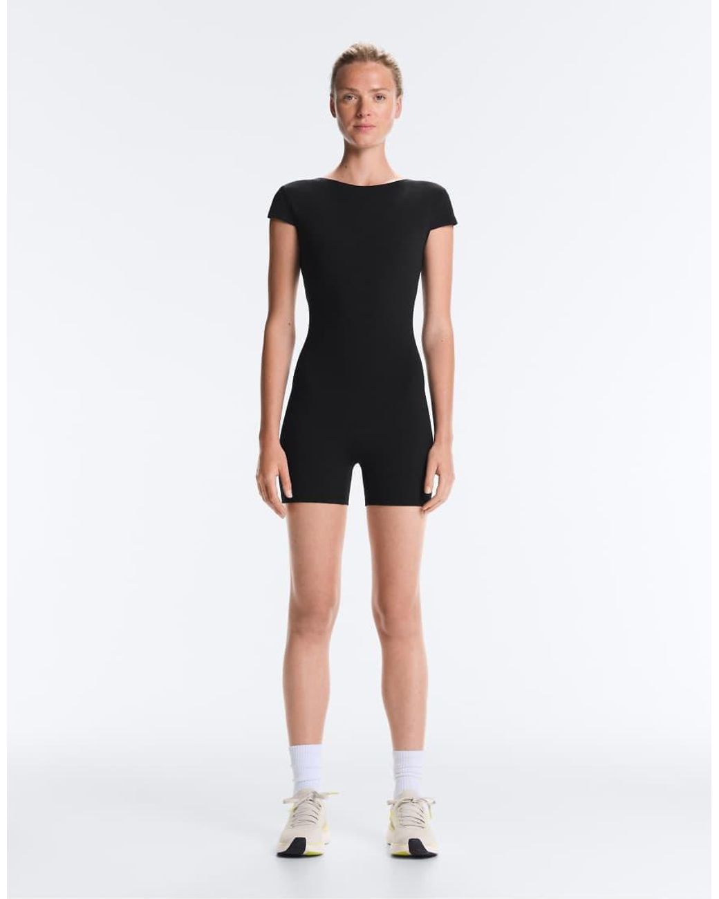 Oysho Black Comfortlux Open-back Short Jumpsuit