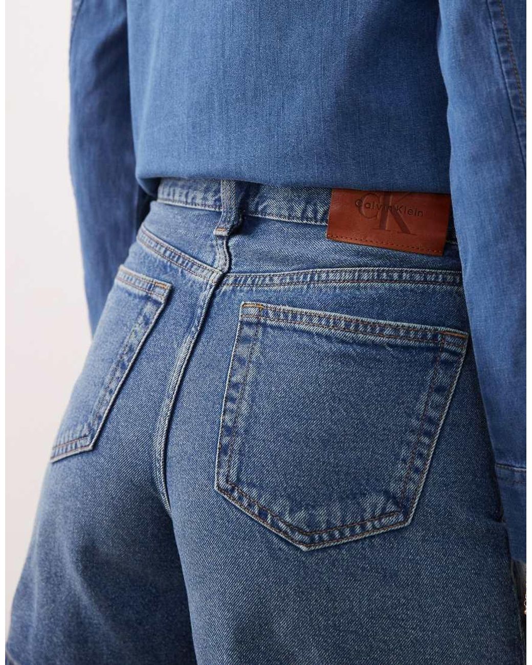 Calvin Klein Blue High Rise A-line Denim Short