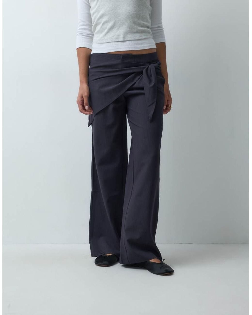 Mango Blue Teen Scarf Detail Straight Trouser
