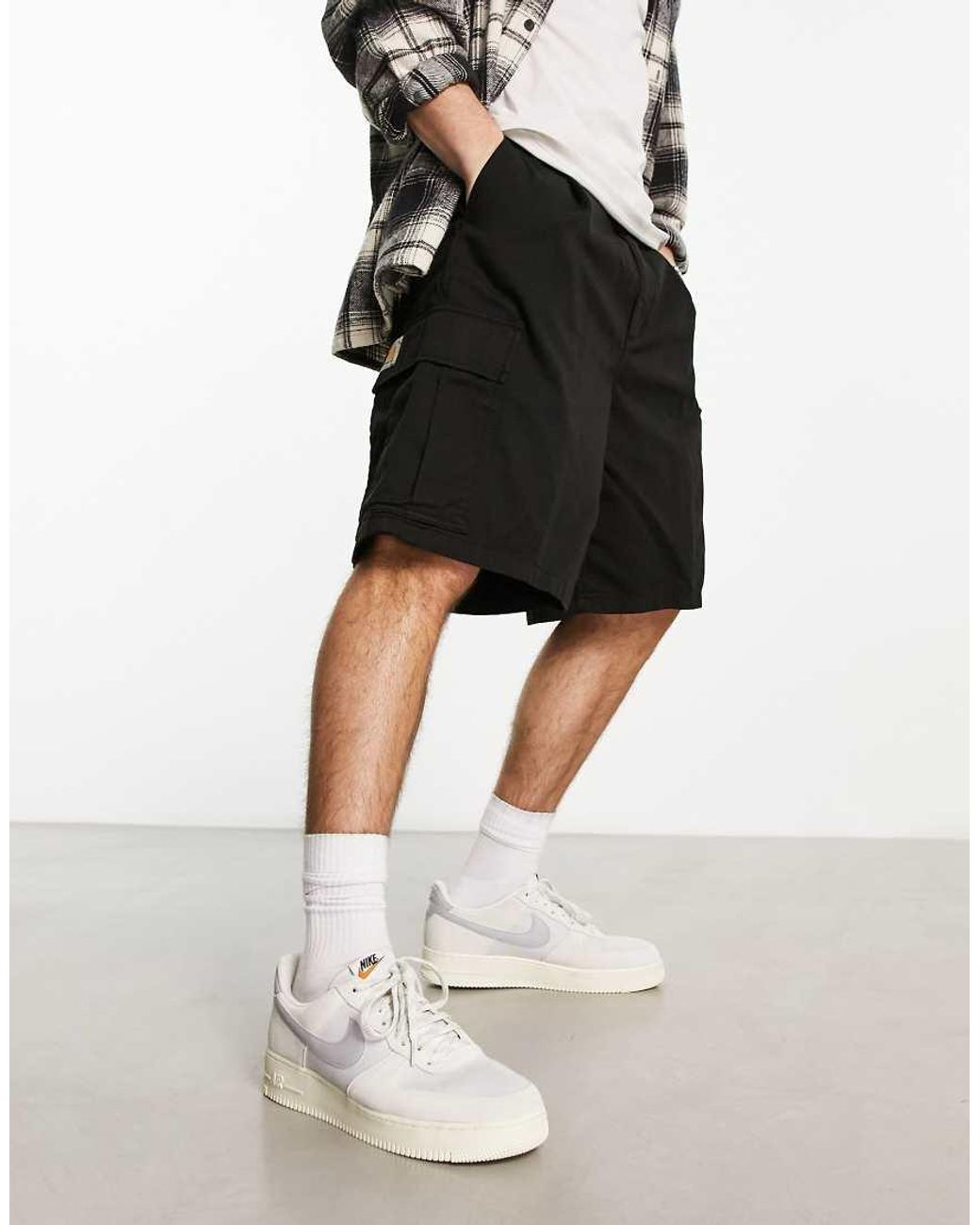 Carhartt Black Regular Garment Dyed Cargo Shorts for men