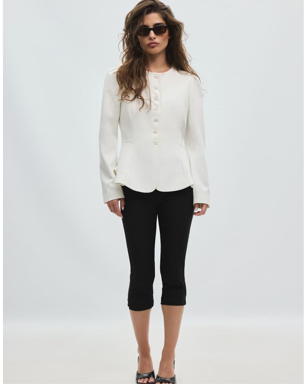 Stradivarius White Peplum Blazer