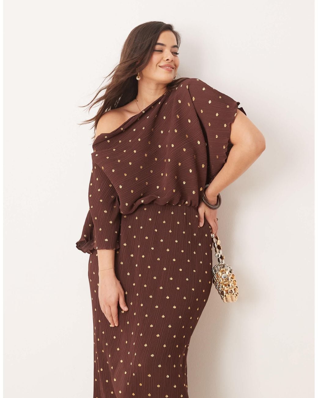 princess polly baby blue dress Chocolate Off Shoulder Long Sleeve Metallic Knit Maxi Dress