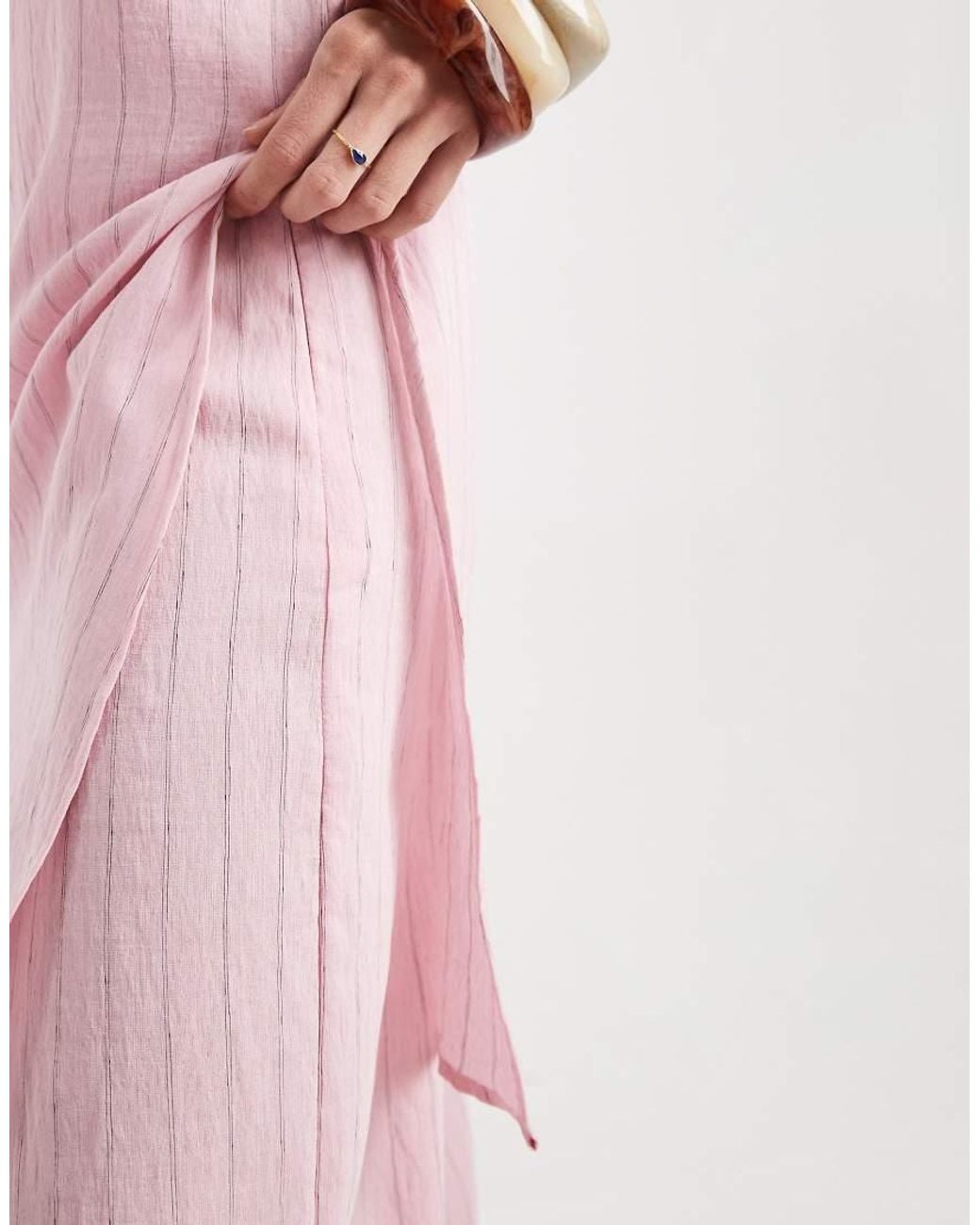 ASOS Pink Longline Crinkle Cami Top Co-ord With Split