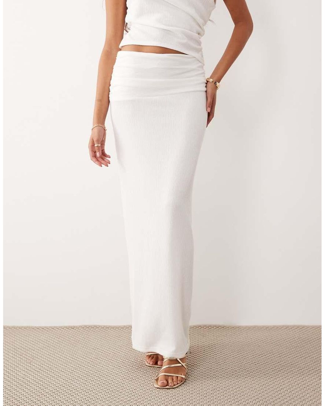 ASOS Natural Co-ord Textured Rib Column Maxi Skirt