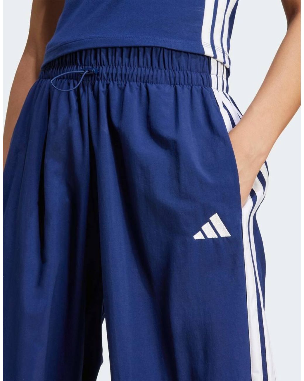 Adidas Originals Blue Essentials 3-Stripes Lifestyle Woven Parachute Tracksuit Bottoms