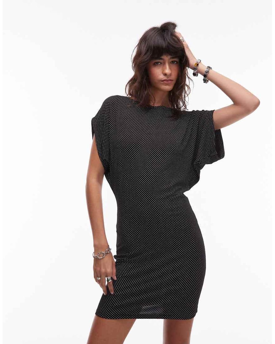 ASOS Black Spot Batwing Mini Dress