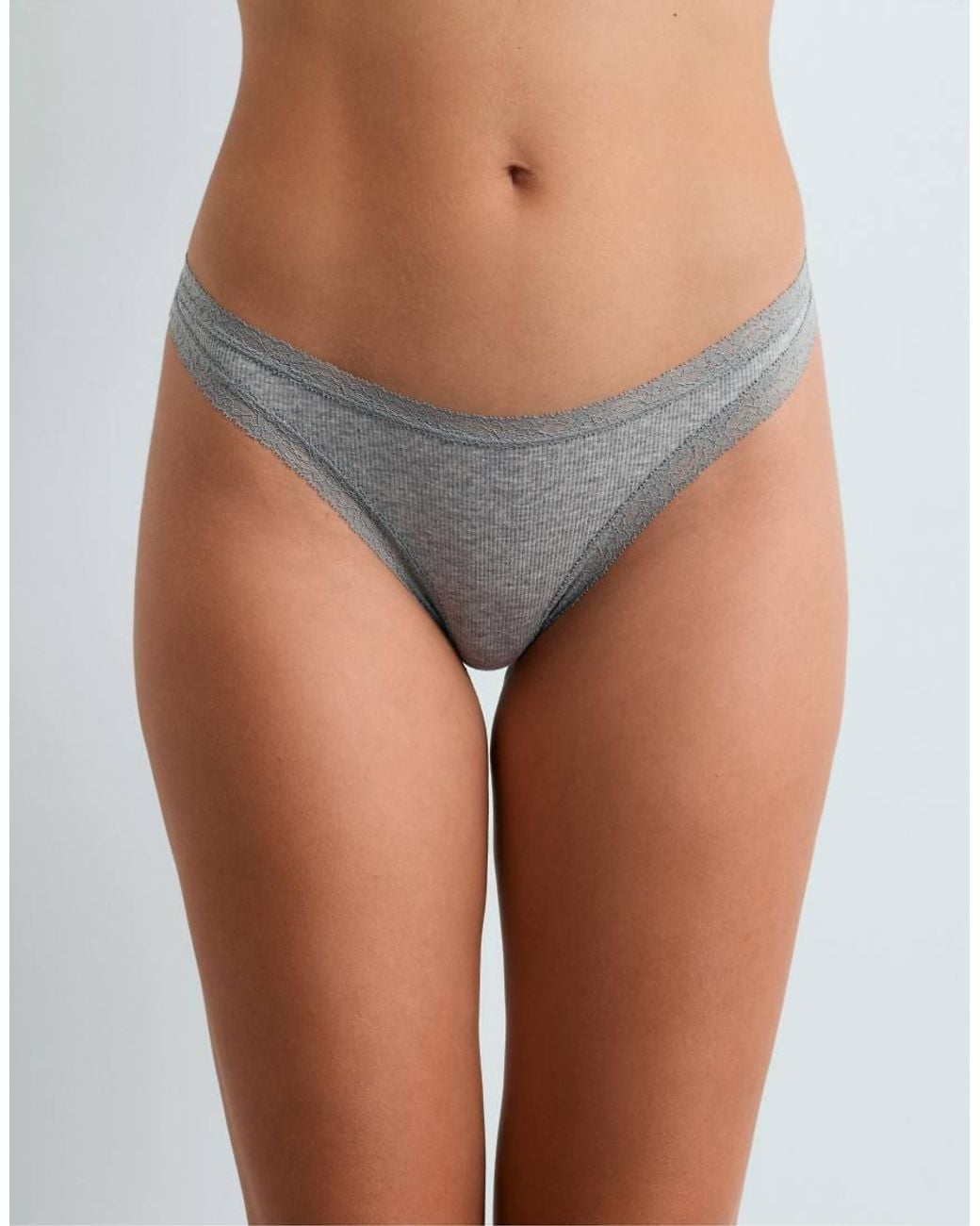 Oysho White 3 Thongs With Cotton Rib
