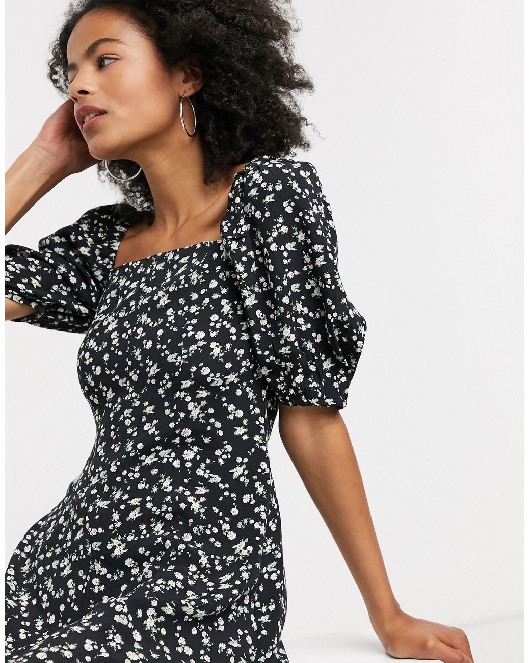 u0026 Other Stories Floral Print Button Through Mini Dress in Black | Lyst