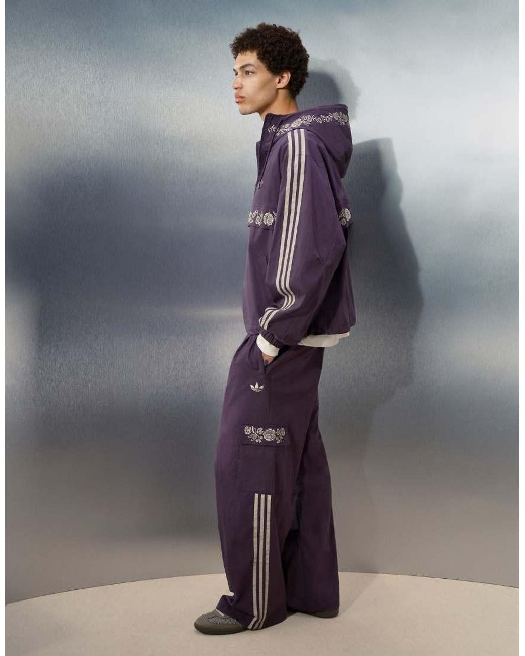 adidas Originals x ASOS Blue Track Pants With Embroidery Detail for men