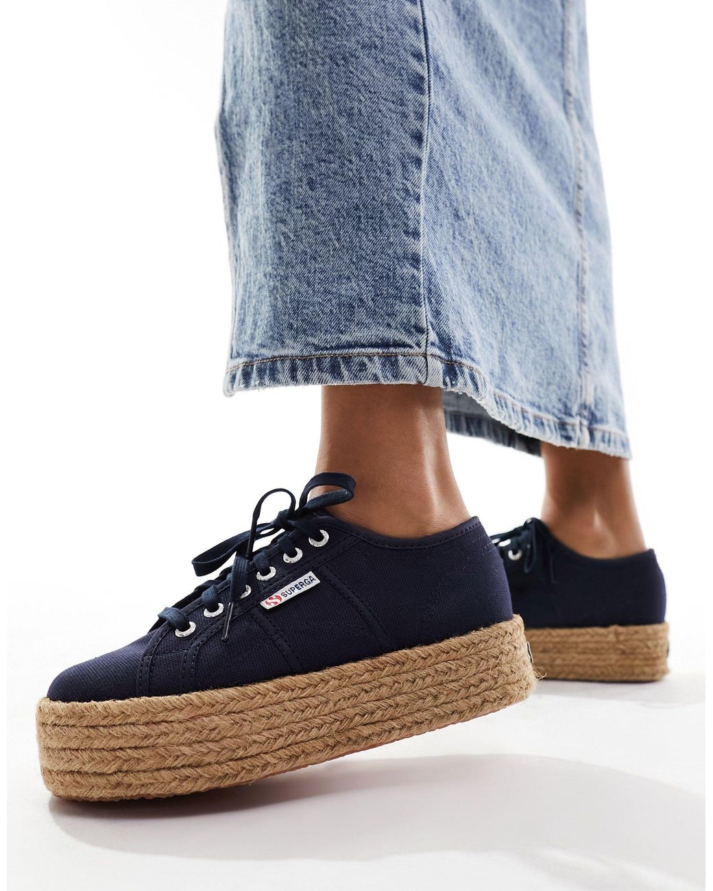 Baskets avec semelle en corde Superga en coloris Bleu Lyst