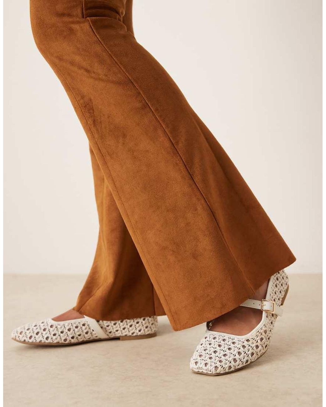 ASOS Natural Faux Suede Flare Trouser