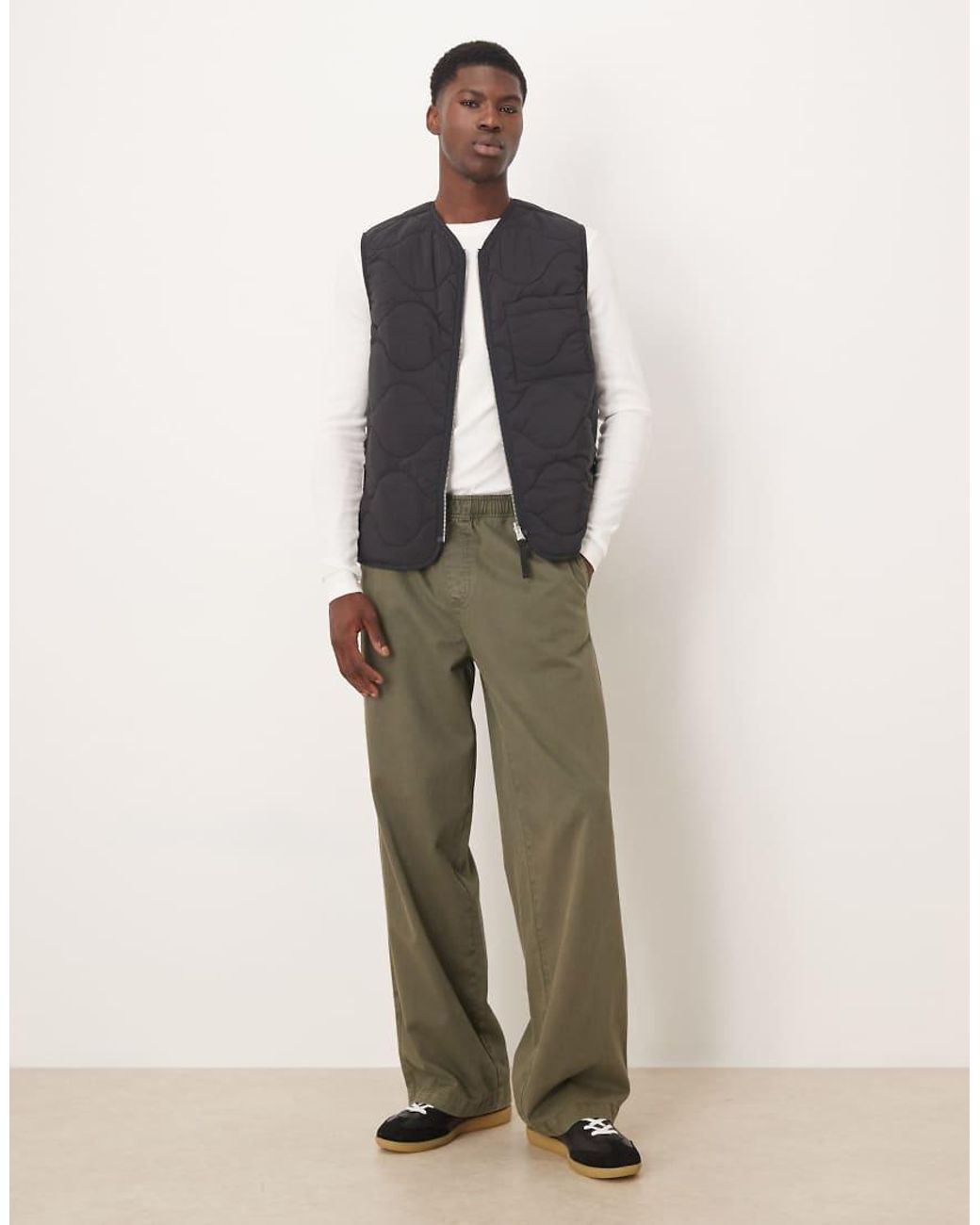 ARKET White Quilted Gilet With Zip Front for men