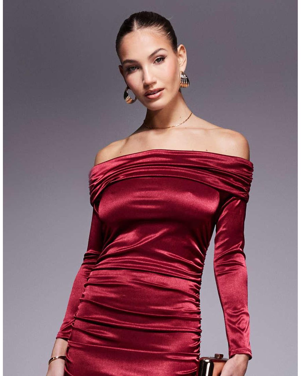 open lace back dress Ginny Red Velvet Tie Front Off The Shoulder Mini Dress