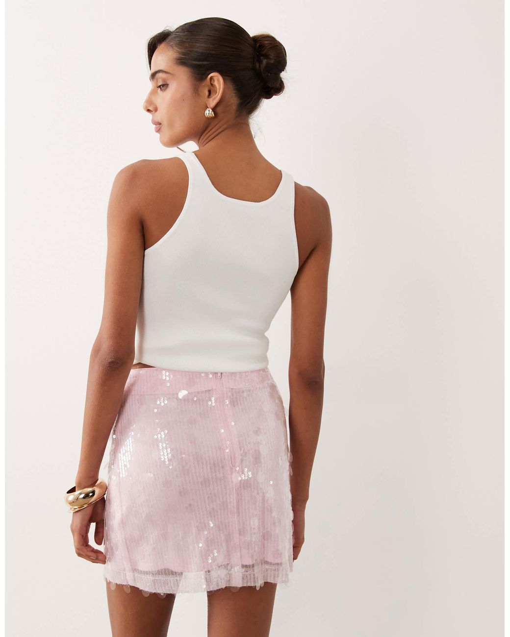 ASOS Pink Mixed Sequin Mini Skirt