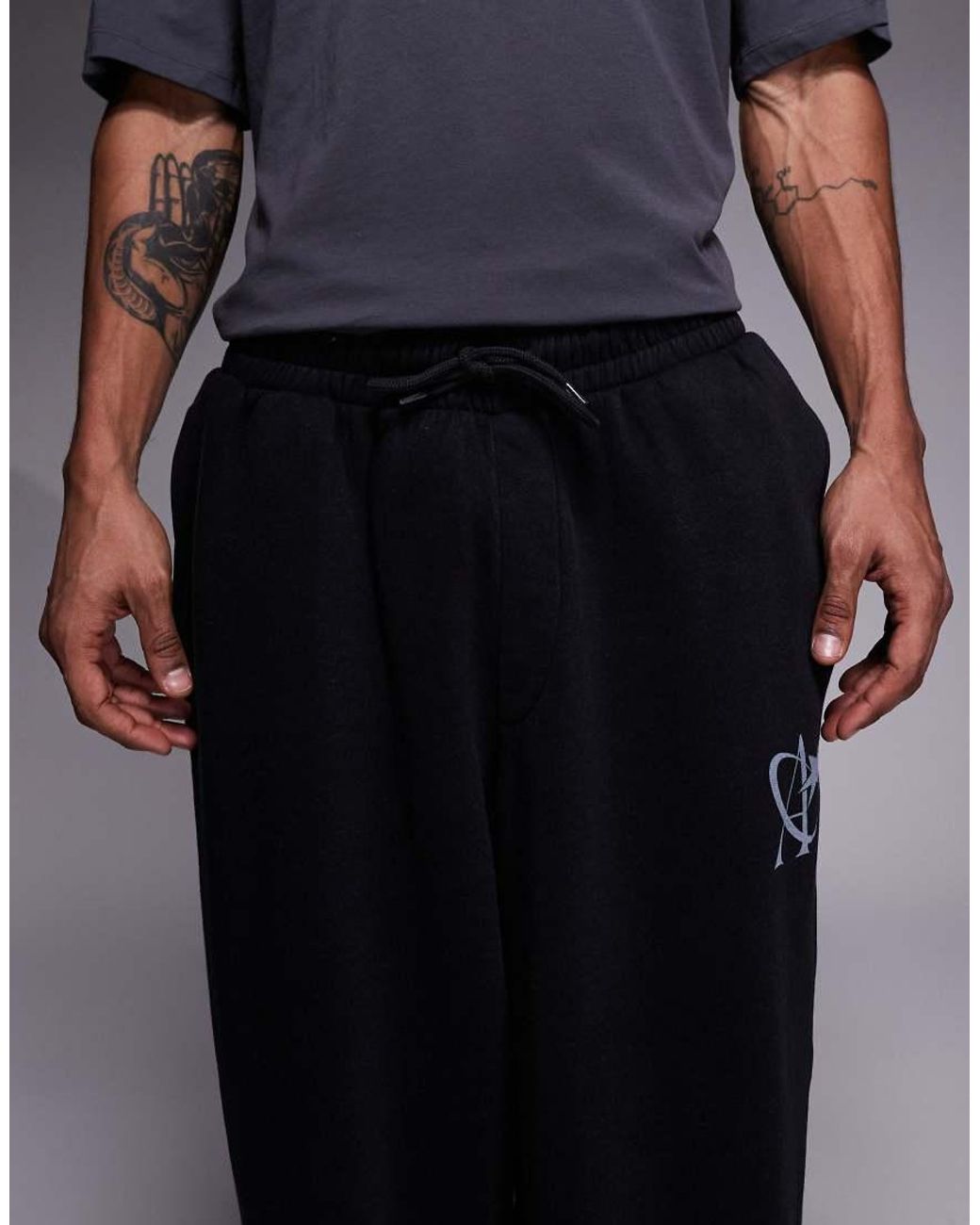 ADPT Blue Loose Fit joggers With Star Logo for men