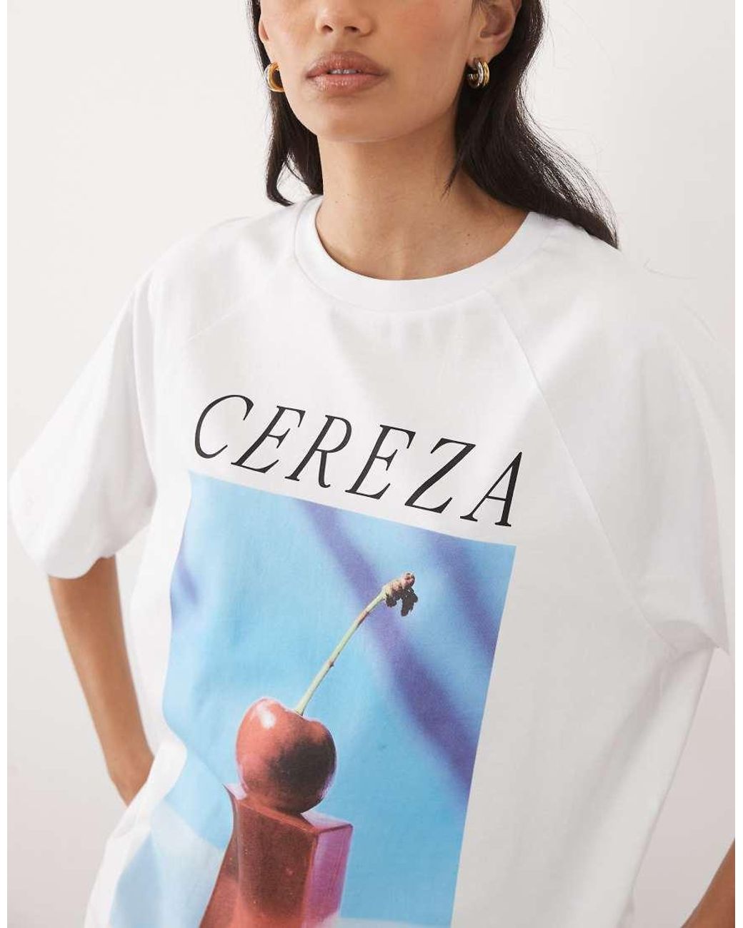 ASOS White Oversized T-Shirt With Cherry Graphic