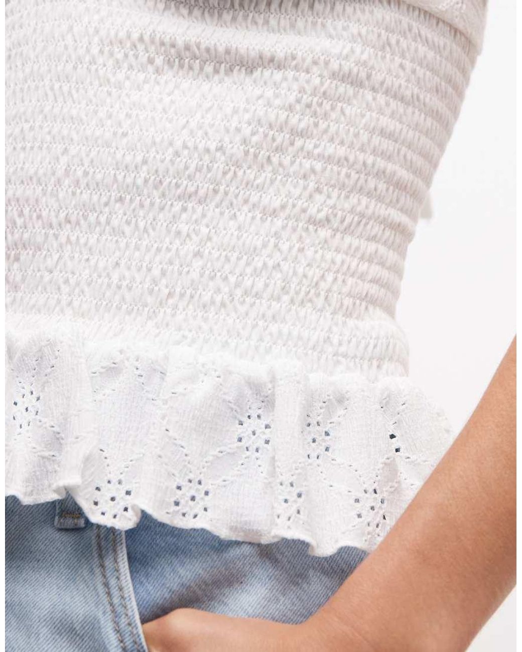 Gina Tricot White Halterneck Broderie Anglaise Top