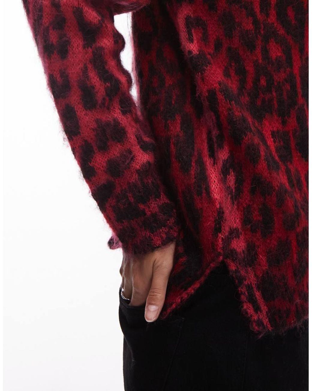 AllSaints Red Leopard Jumper
