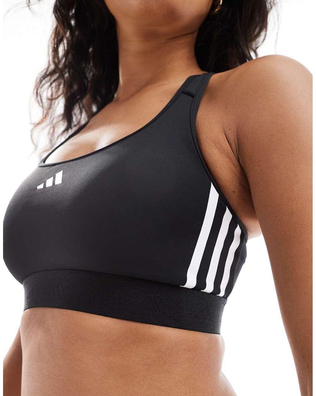 Adidas Originals Purple Adidas Training Hyperglam Mid Support Sports Bra