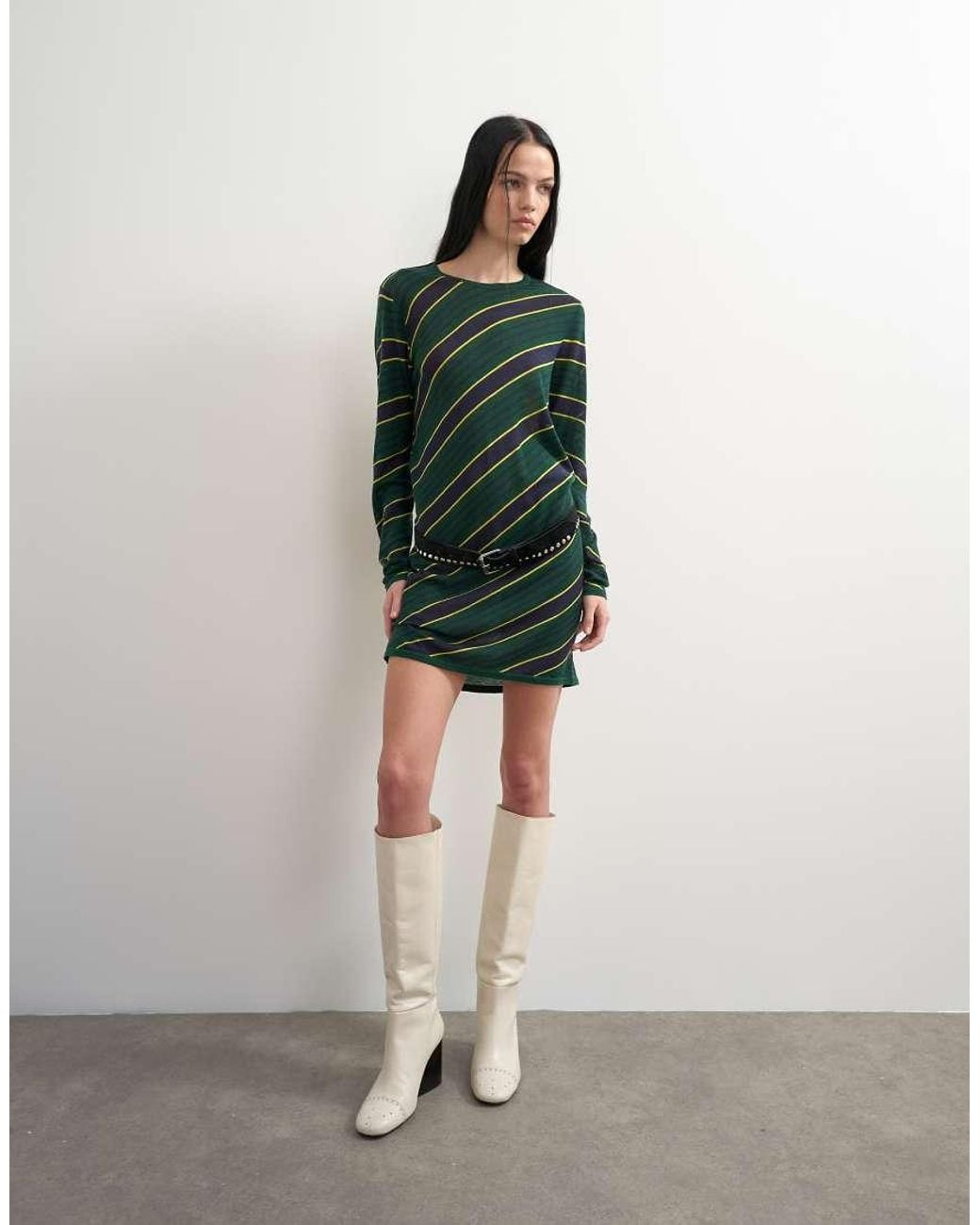 TOPSHOP Green X Talia Byre Semi Sheer Merino Wool Cowl Back Dress