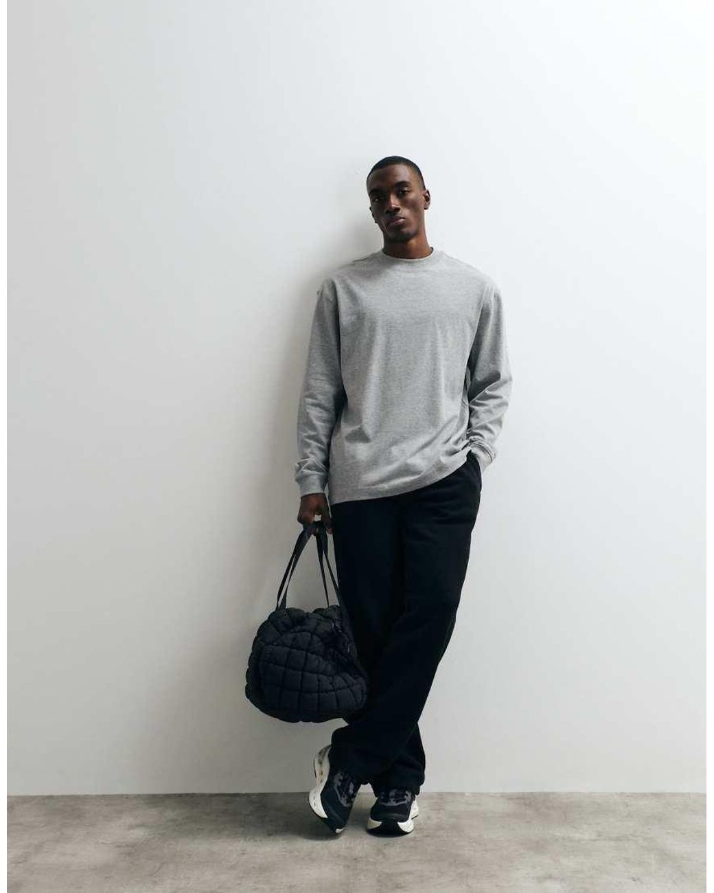 4505 Gray Icon Heavyweight Cotton Oversized Long Sleeve T-shirt With Quick Dry Finish for men