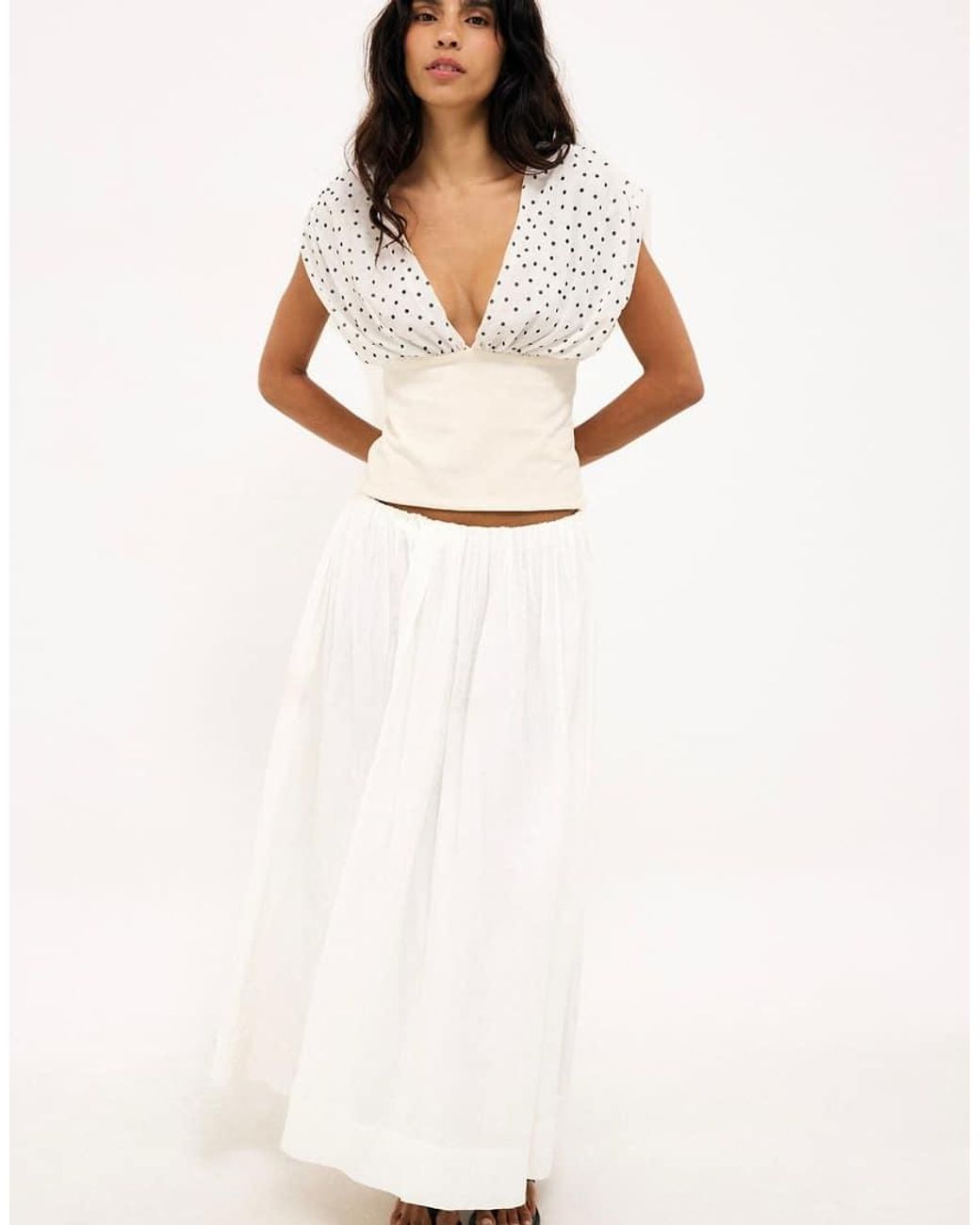 NA-KD White V Neck Top