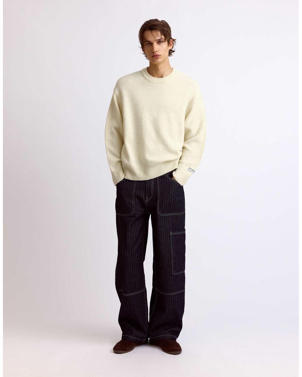 Pull&Bear Pullover mit rundhalsausschnitt in Natural für Herren