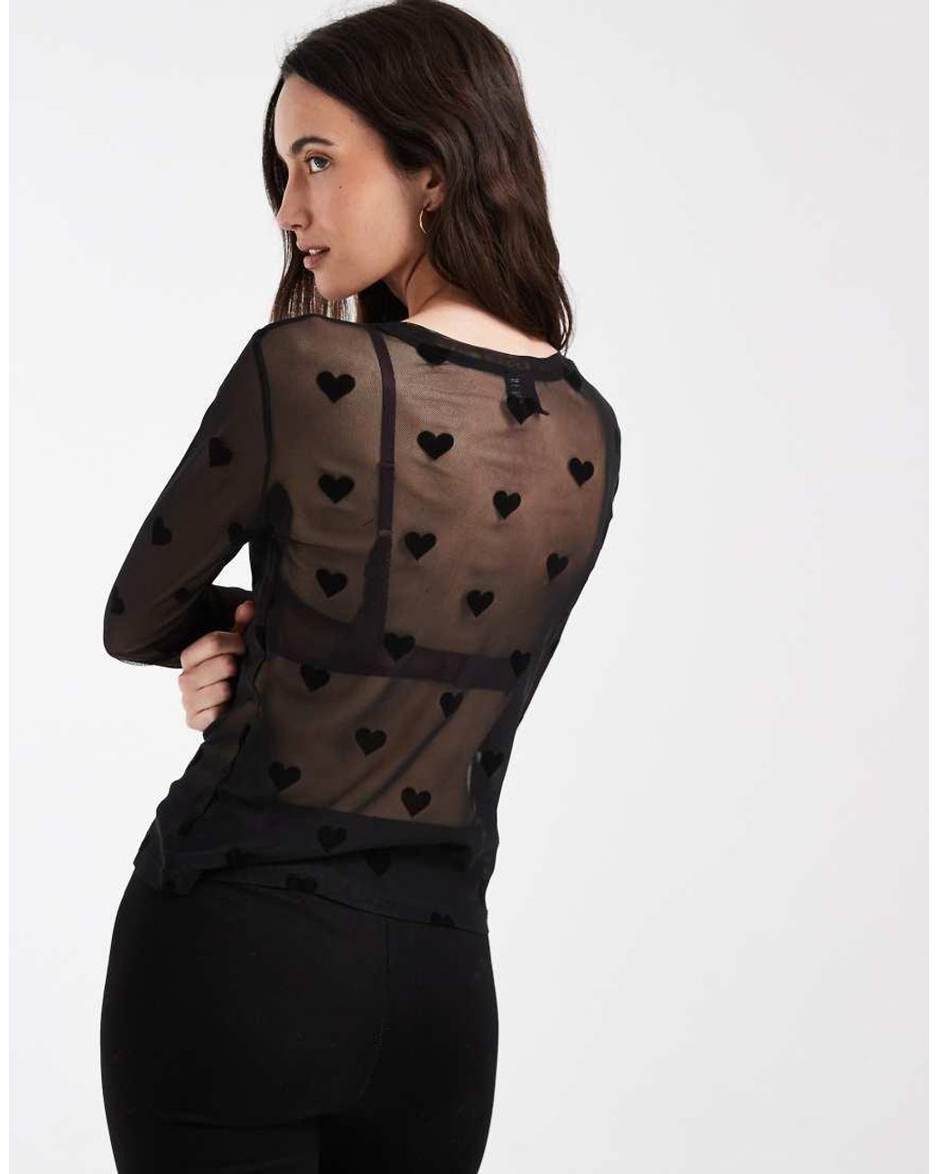 Vero Moda Black Sheer Long Sleeve Mesh Top
