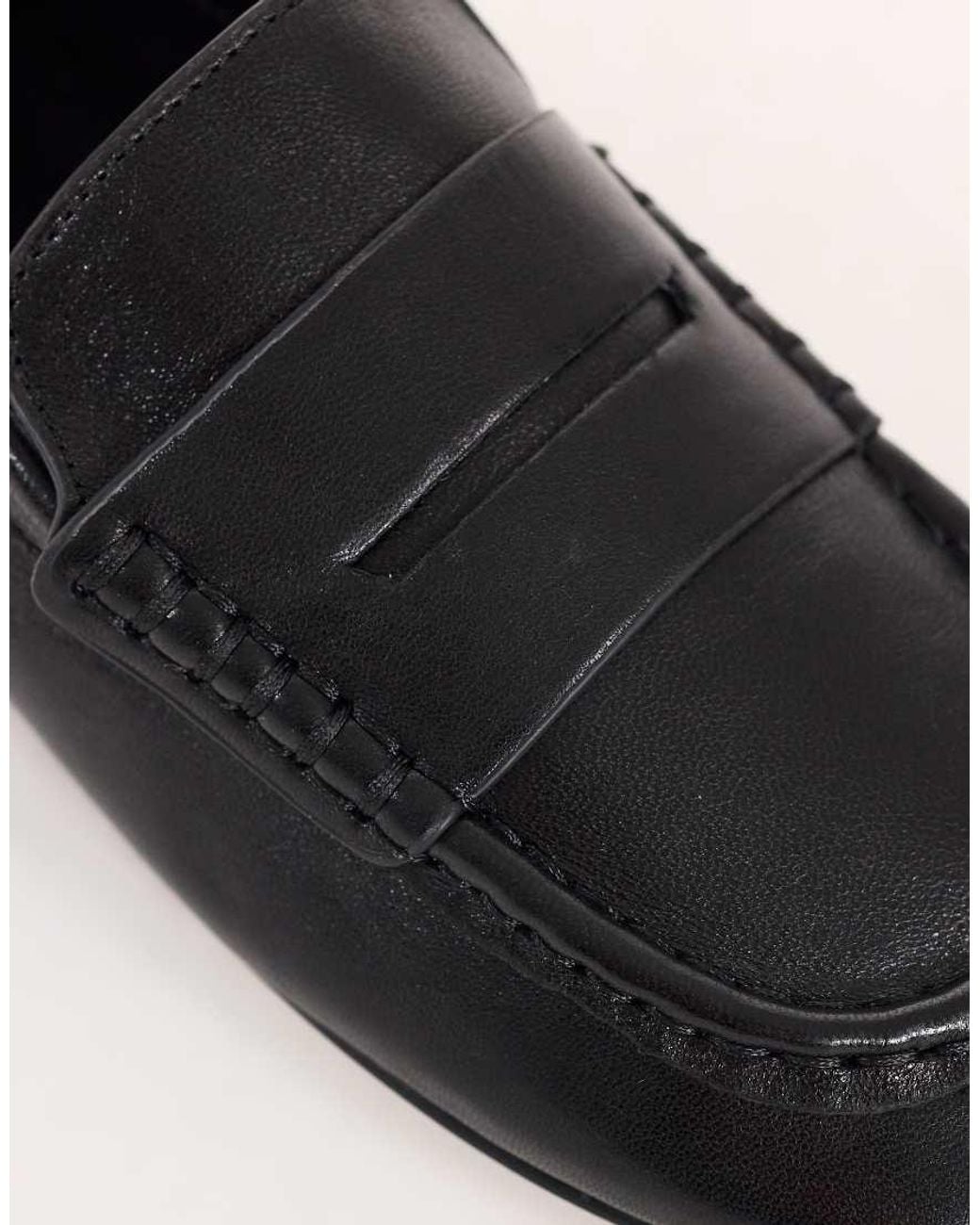 TOPSHOP Black Daniel Real Leather Flat Square Toe Loafer