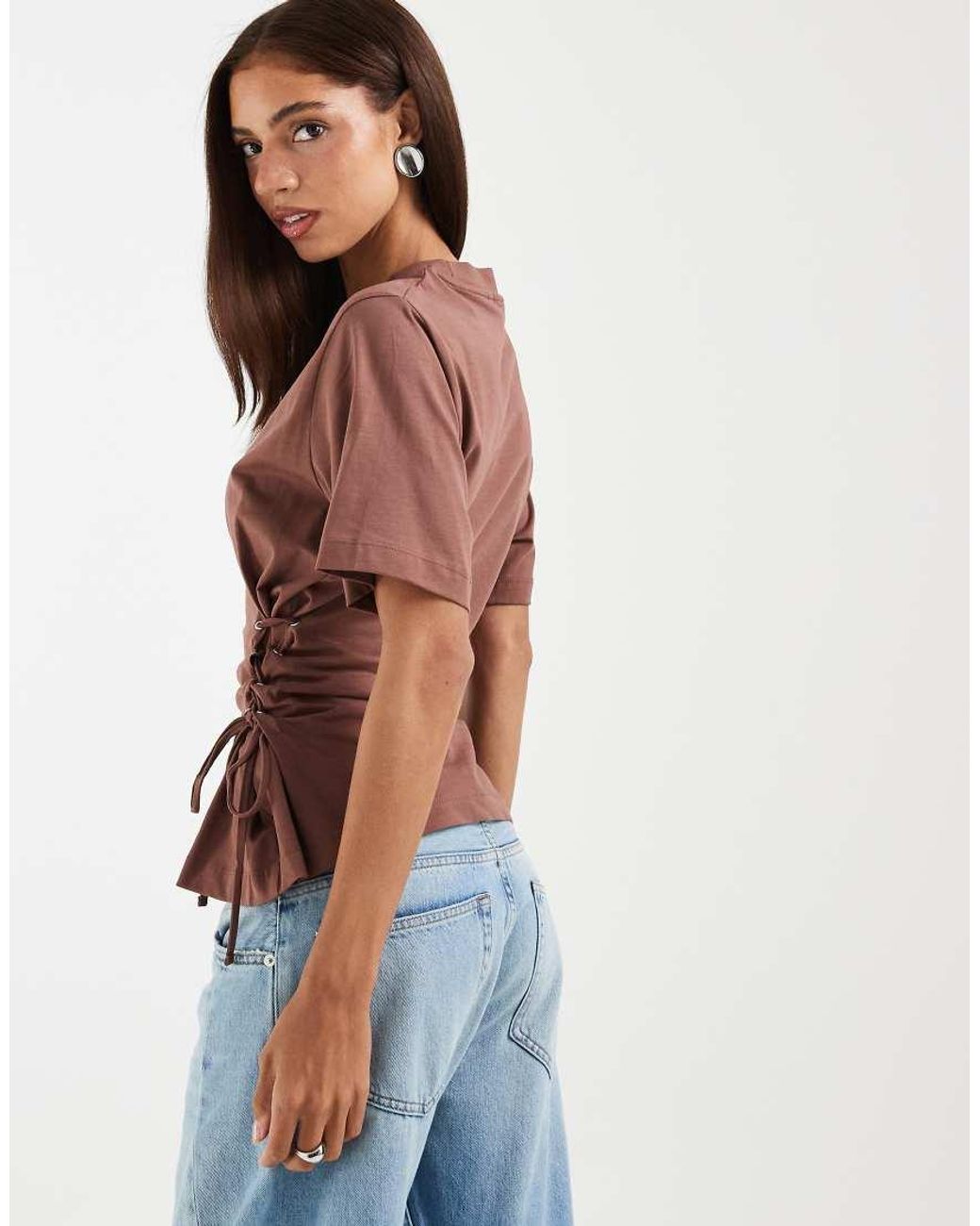 ASOS Red Lace Up Tie Side T-shirt