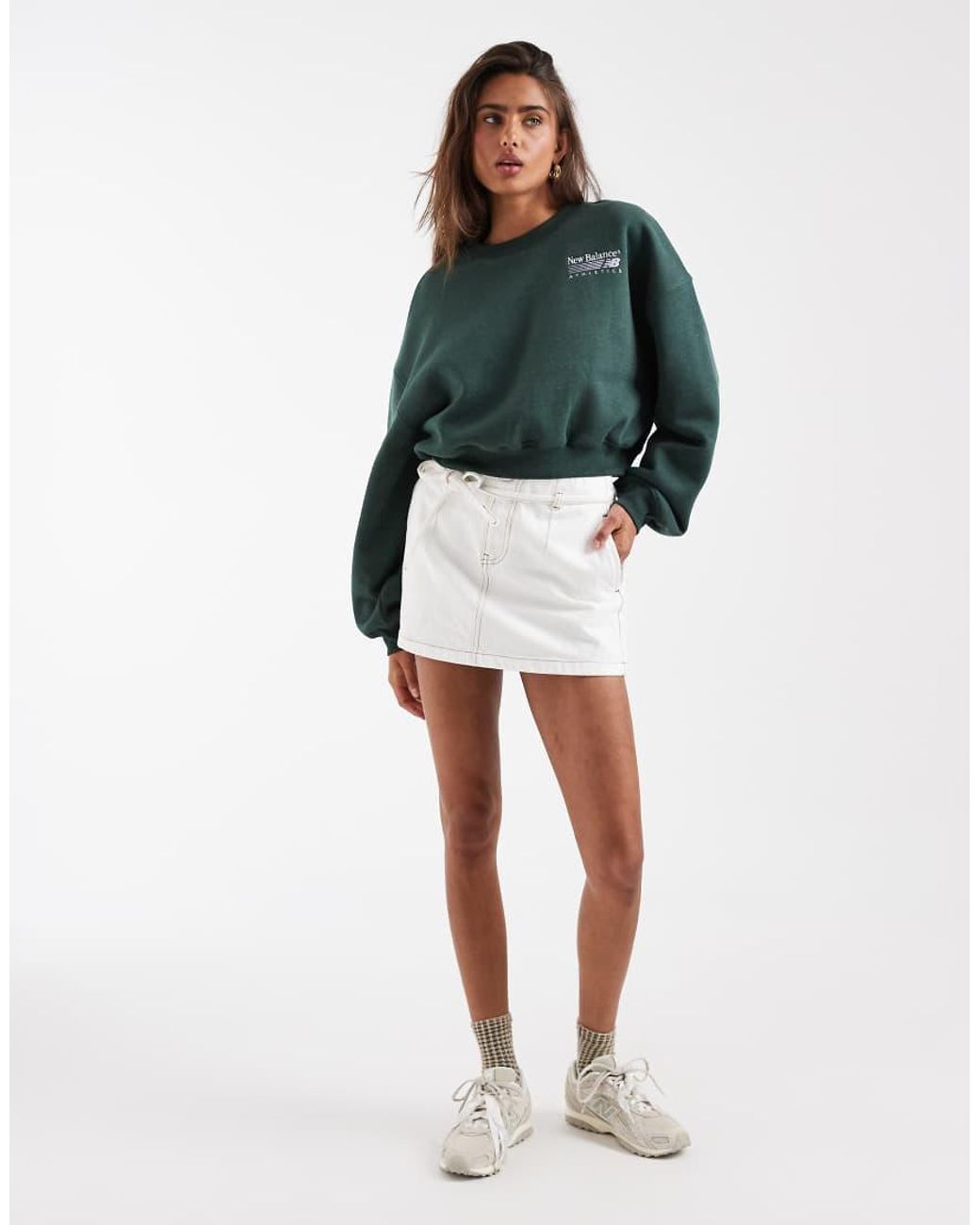 New Balance Green Trackside Fleece Crew Neck Jumper