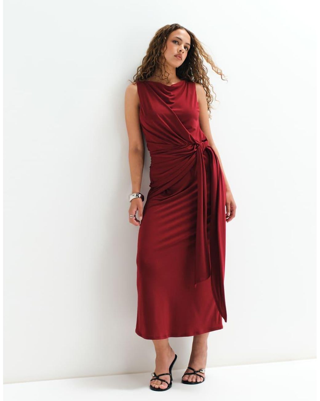 ASOS Red Asos Adaptive Tie Front Jersey Dress