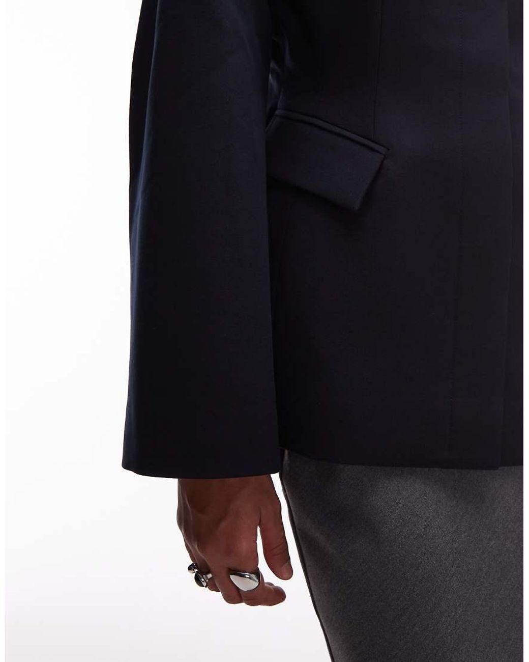 ASOS Blue Sculpted Collarless Blazer