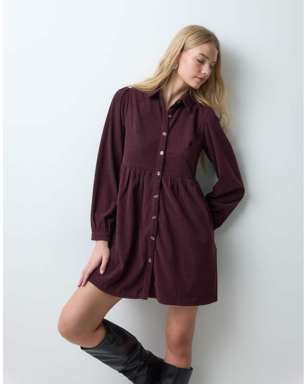 Threadbare Mini Jurk Met Knoopsluiting in het Purple