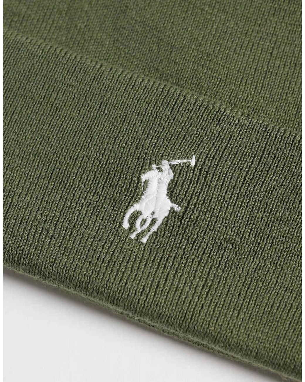 Polo Ralph Lauren Green Icon Logo Merino Wool Knit Beanie for men