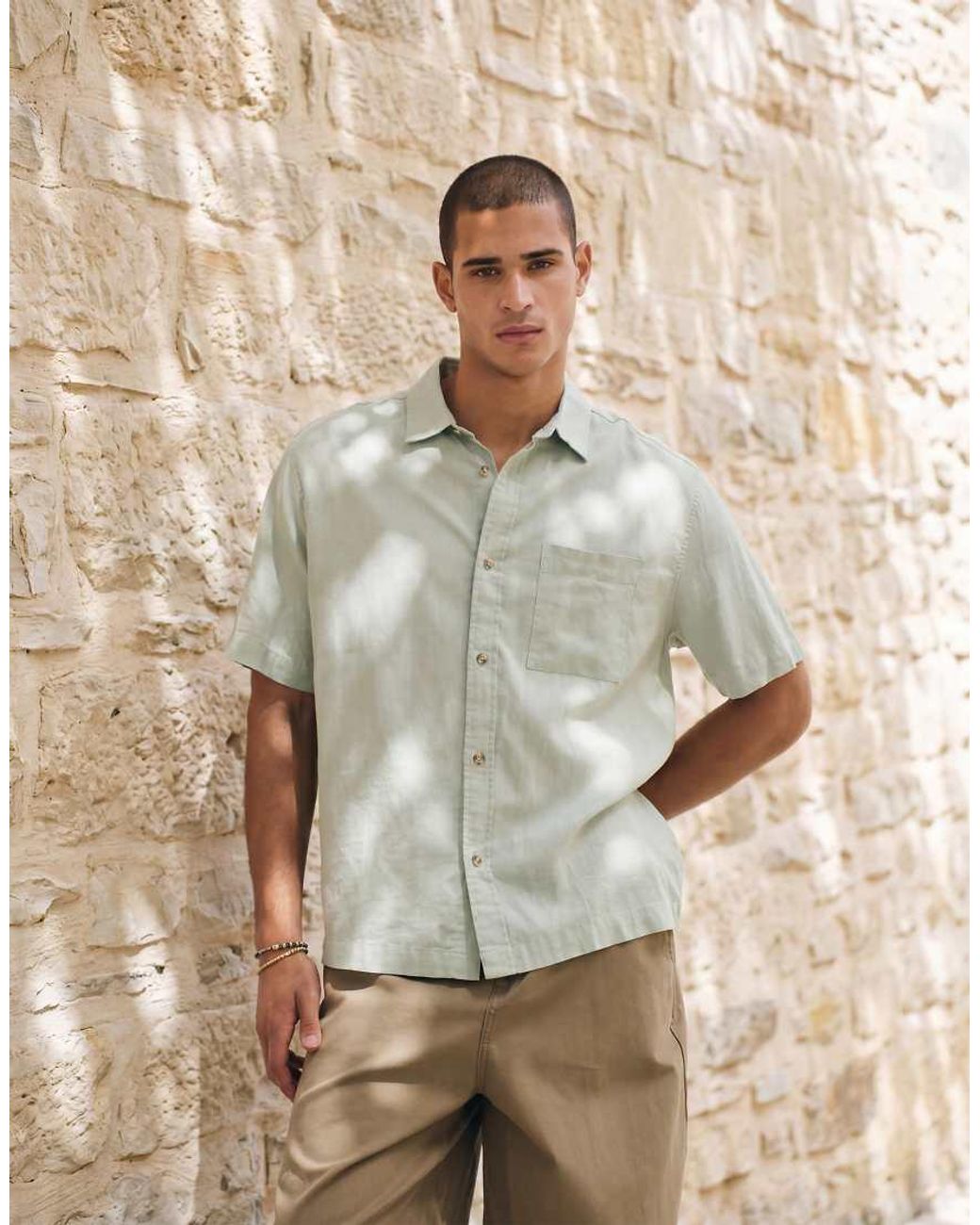 ASOS Green Relaxed Linen Blend Shirt for men