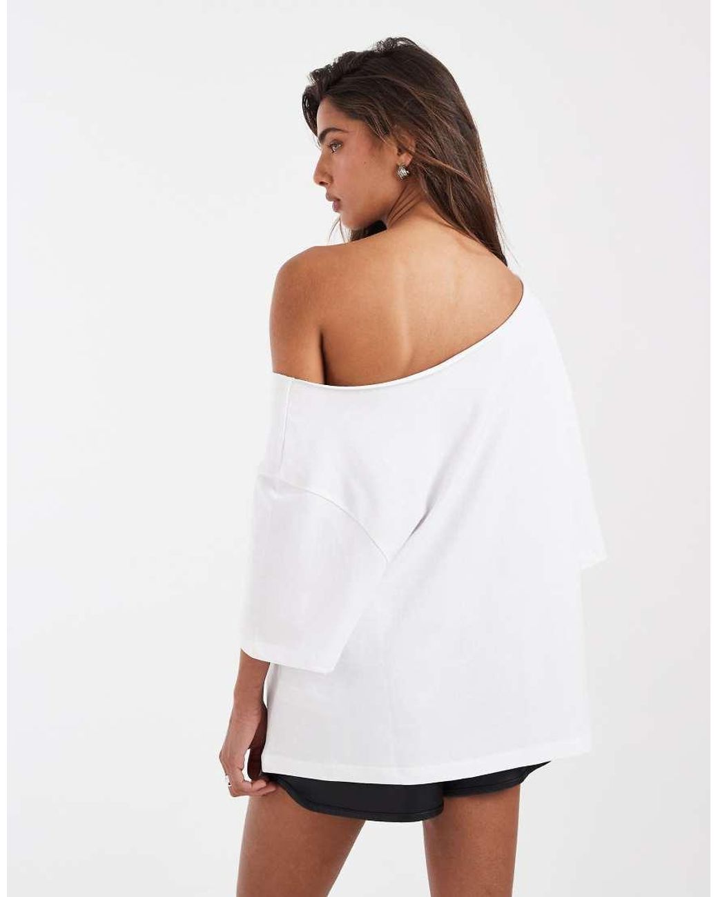 ASOS White Slouchy Off Shoulder Oversized Tee