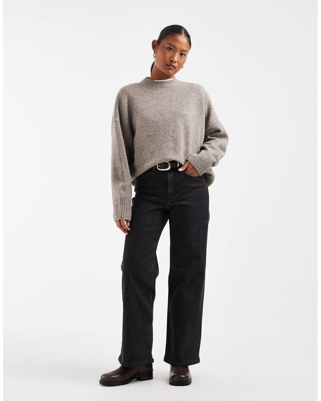 Vero Moda Gray Soft O-neck Oversized Jumper