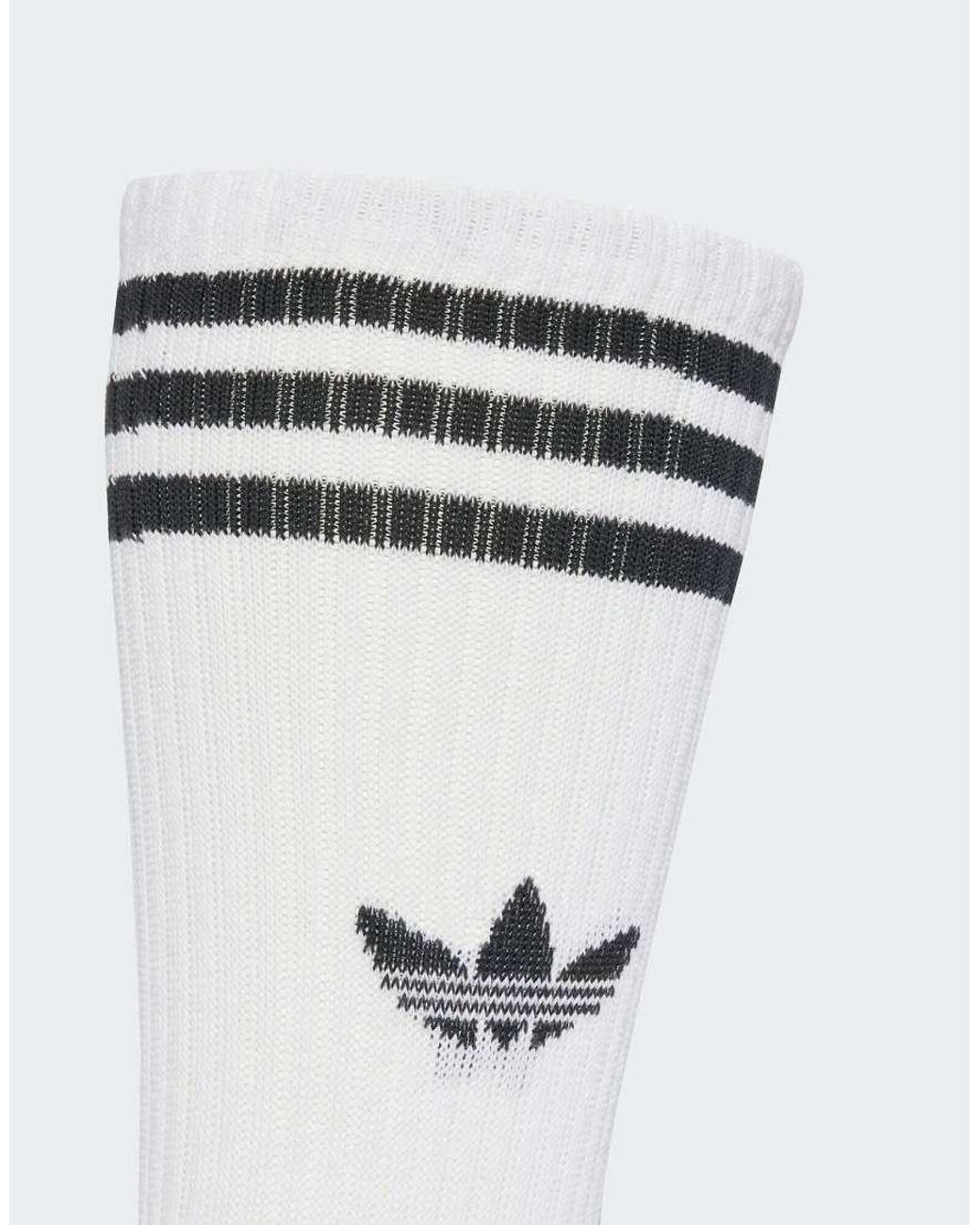 Adidas Originals White 3-Stripes High Crew Socks 3 Pairs