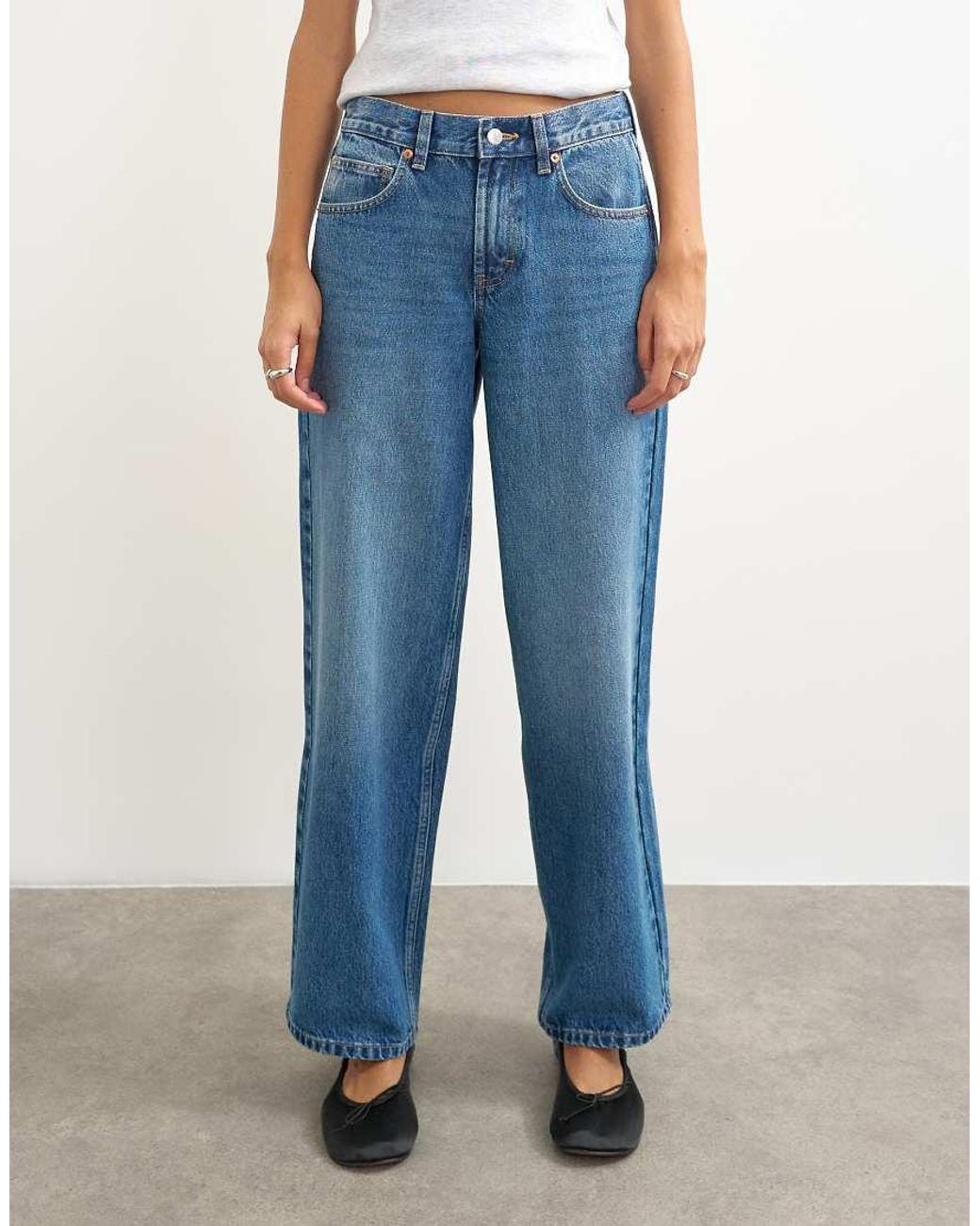 TOPSHOP Blue Cinch Low Rise Relaxed Jean