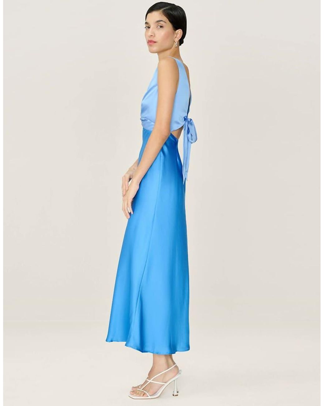OMNES Blue Dresses Maggy Colourblock Satin Midi Dress