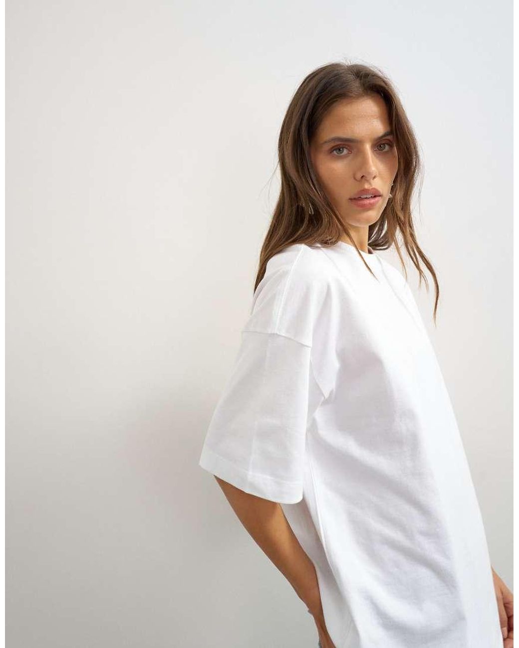 TOPSHOP White Oversized Drop Shoulder Tee