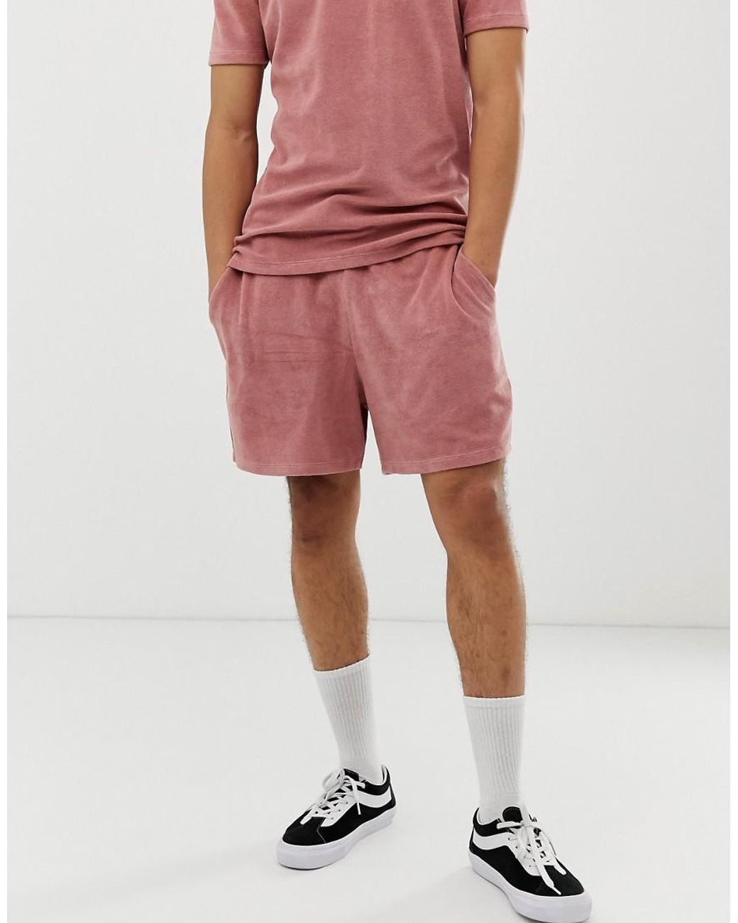 ASOS Cotton Twopiece Jersey Shorts In Towelling In Pink for Men Lyst