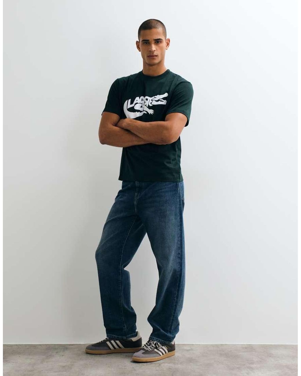 Lacoste Black Crocodile Logo Graphic T-Shirt for men