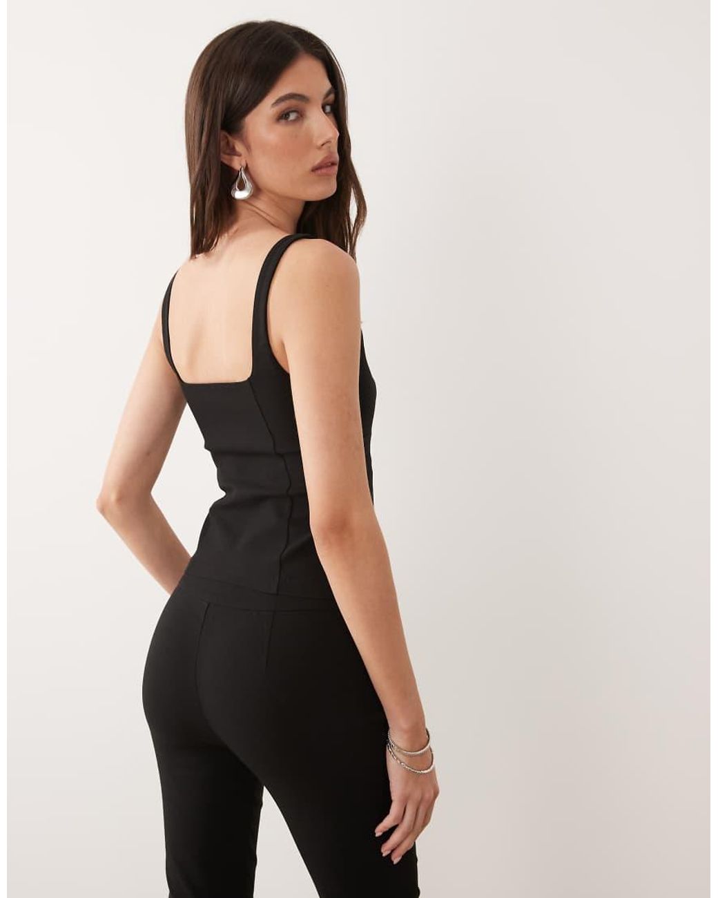 Mango Black Valeria Square Neck Sleeveless Top Co-Ord