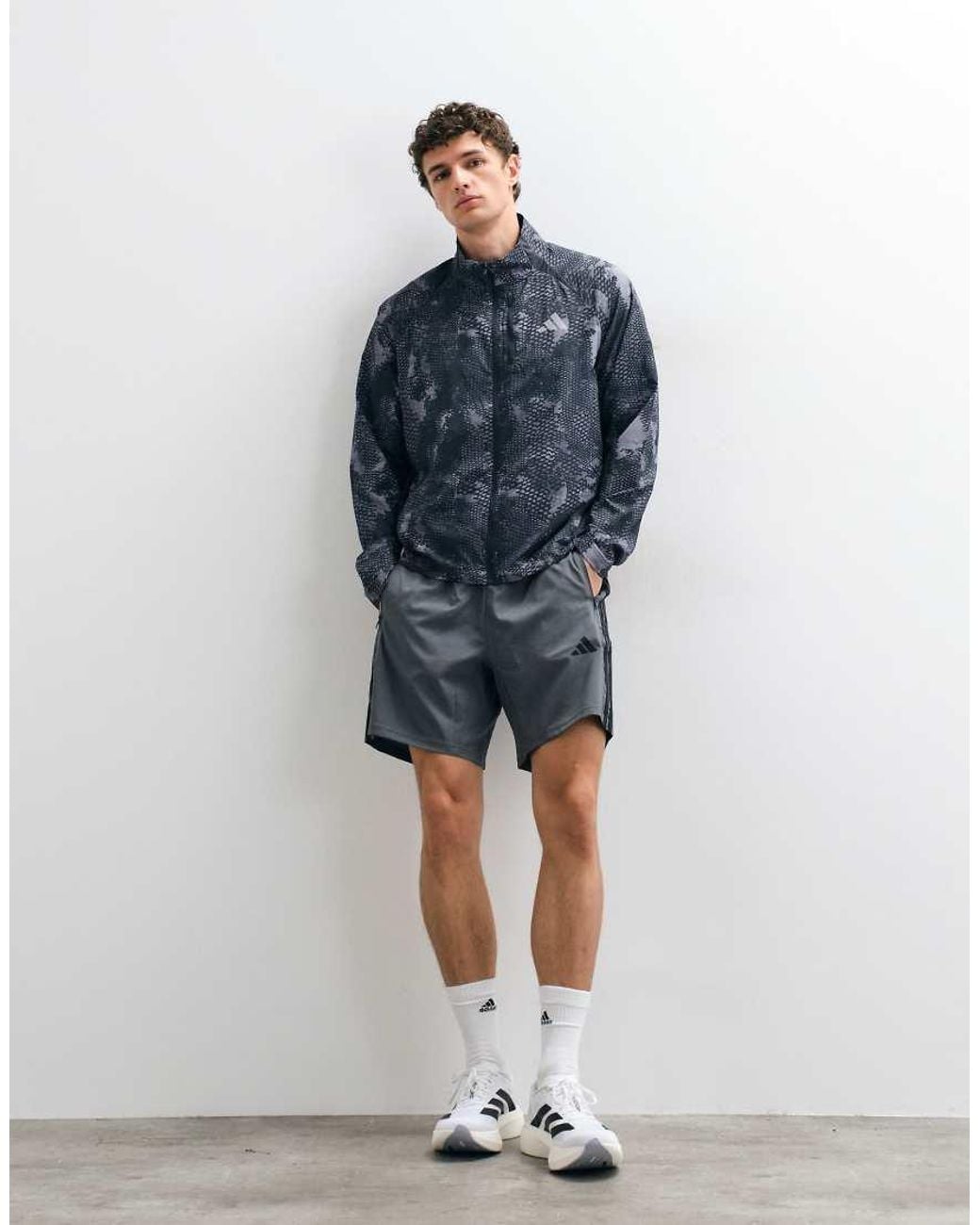 Adidas Originals Blue Adidas Running Graphic Jacket for men