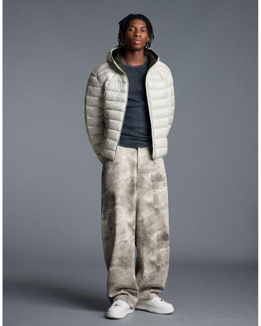 Bershka Gray Ultralight Padded Jacket for men