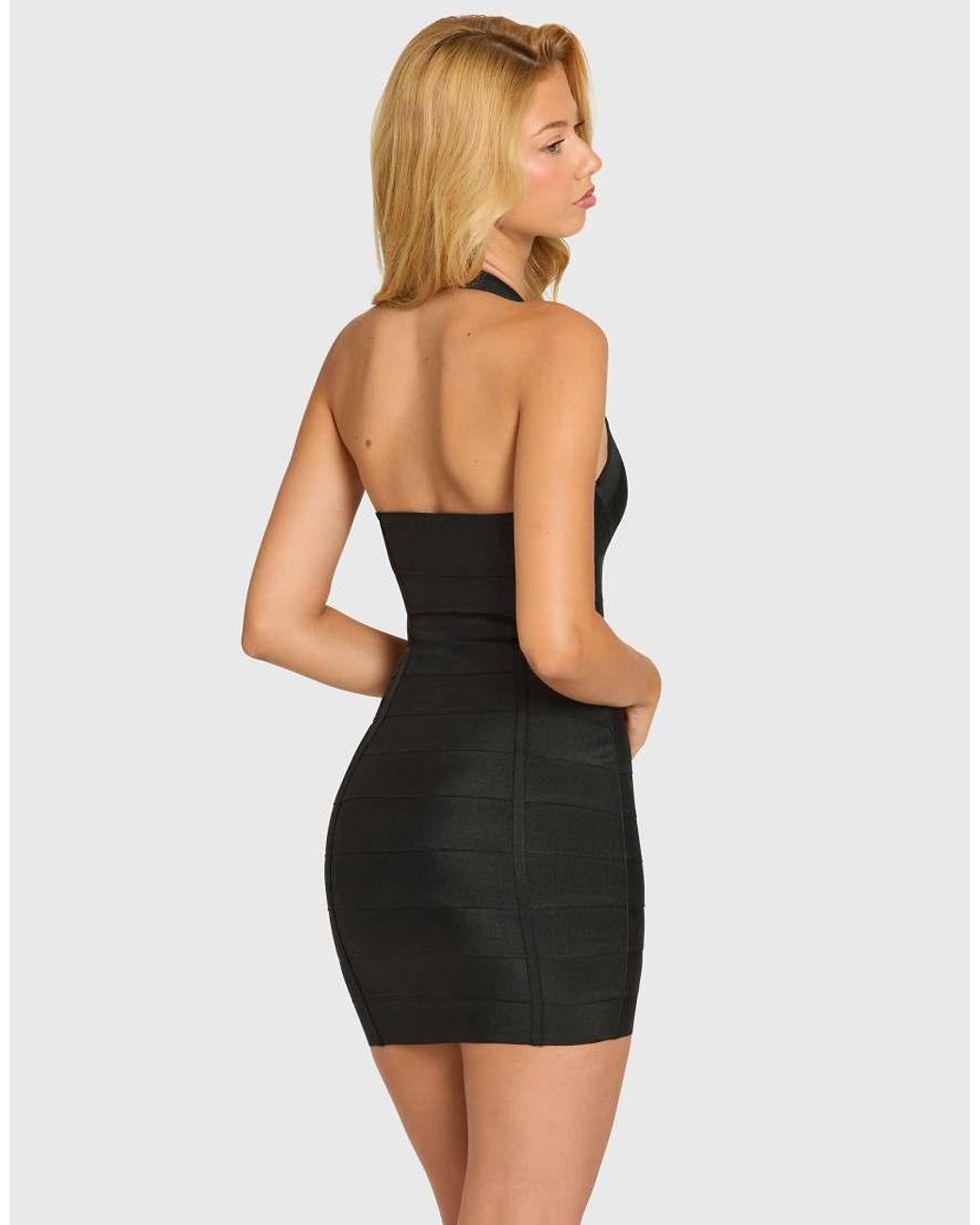 Oh Polly Black Bandage Halterneck Mini Dress